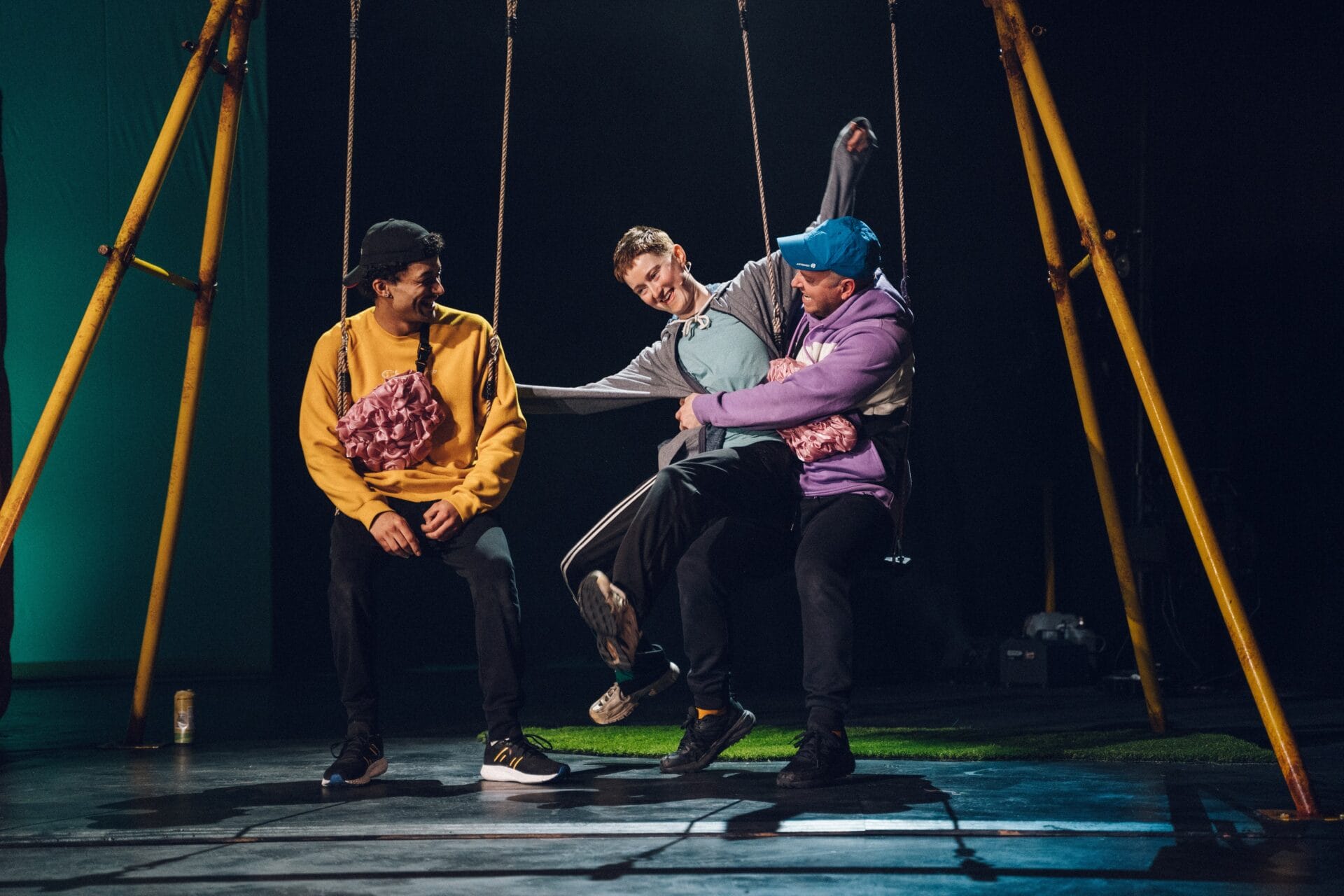 Nathaniel Leacock, Rebecca Hayes and Geraint Rhys Edwards in Feral Monster. Photograph by Kristina Banholzer