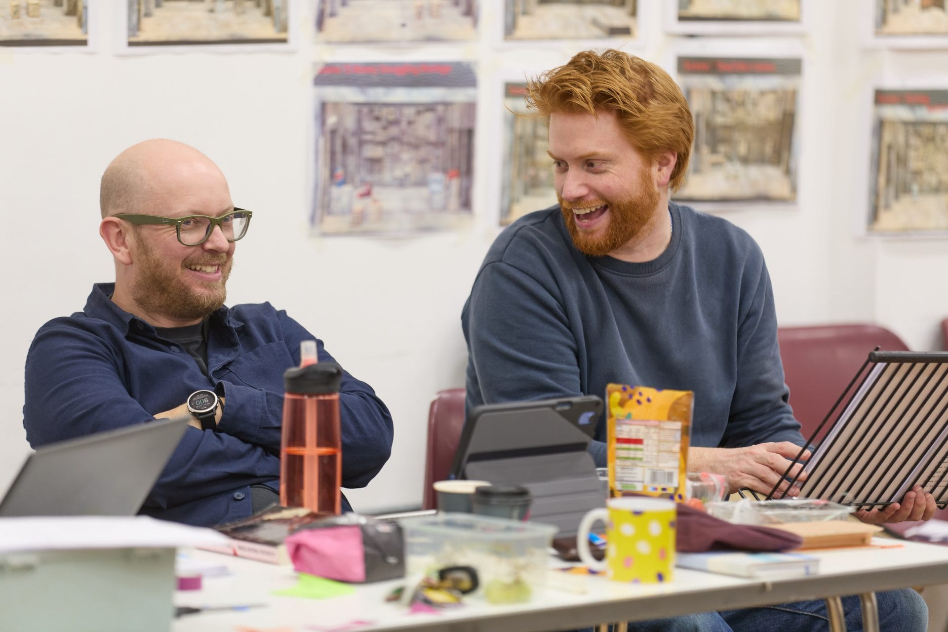 Tim Price (Writer) and Joe Murphy (Director) in rehearsals for Odyssey '84. Photography by Mark Douet.